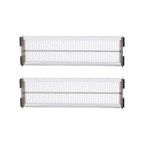 Pair of clear ribbed Expandable Drawer Dividers displayed side by side