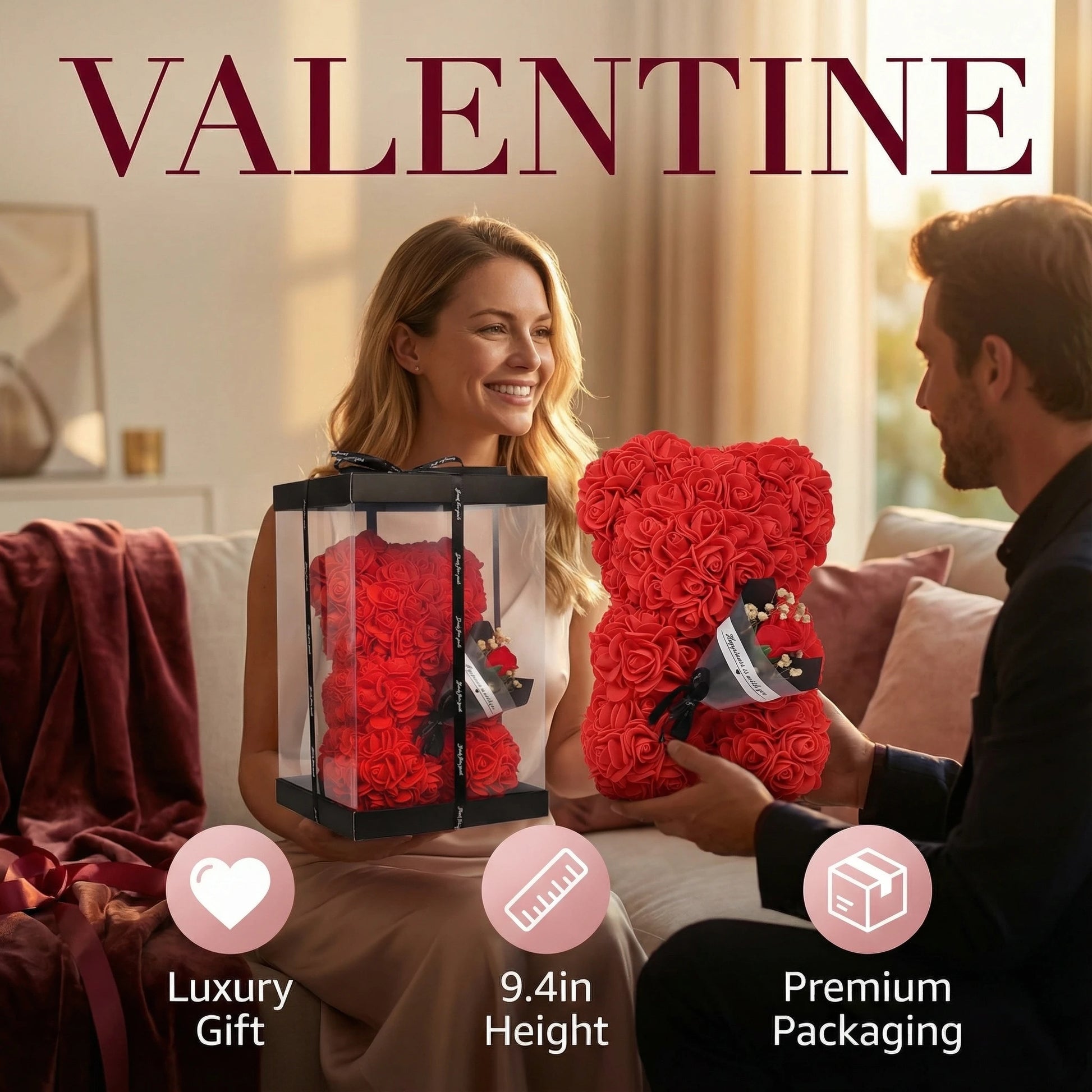 Elegant Artificial Rose Teddy Bear - Home Decor Gifts - Viralero