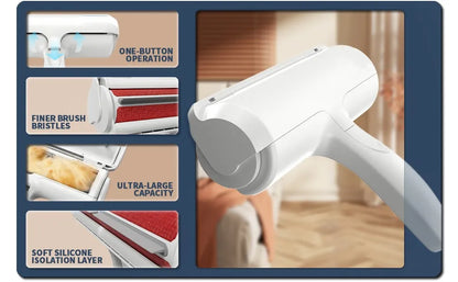 Product feature collage showing the release button, fabric strips, chamber and silicone edge.