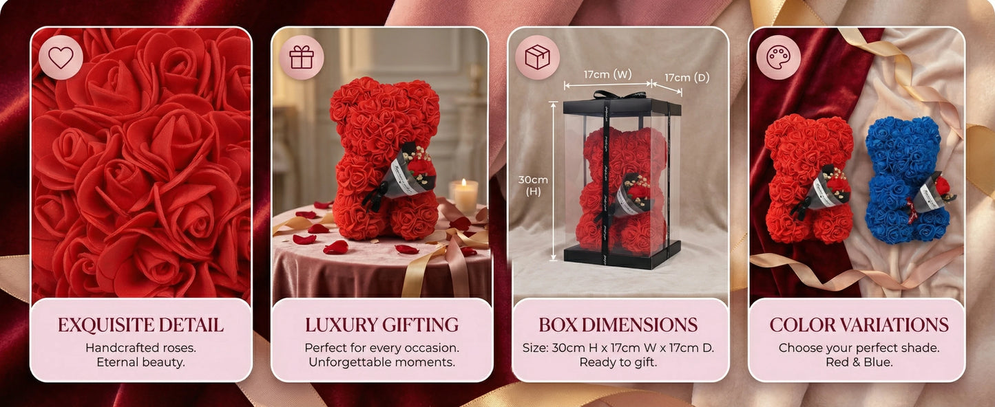 Elegant Artificial Rose Teddy Bear - Home Decor Gifts - Viralero