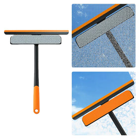 Streak-Free Shower Squeegee with Wall Hanger with a long grip and textured rectangular head