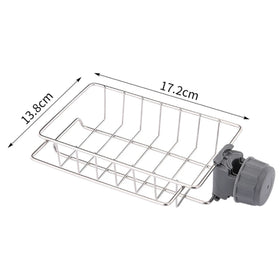 Flexible Sink Caddy & Sponge Holder in rectangular metal with sloped sides and small handle