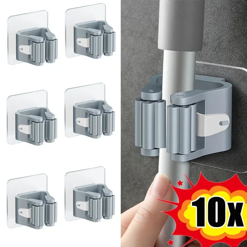 Self-Adhesive Broom & Mop Wall Holder