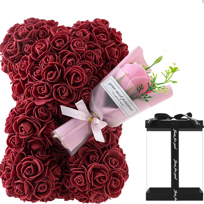 Elegant Artificial Rose Teddy Bear - Home Decor Gifts - Viralero