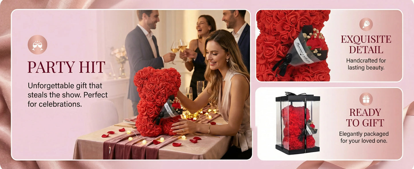 Elegant Artificial Rose Teddy Bear - Home Decor Gifts - Viralero