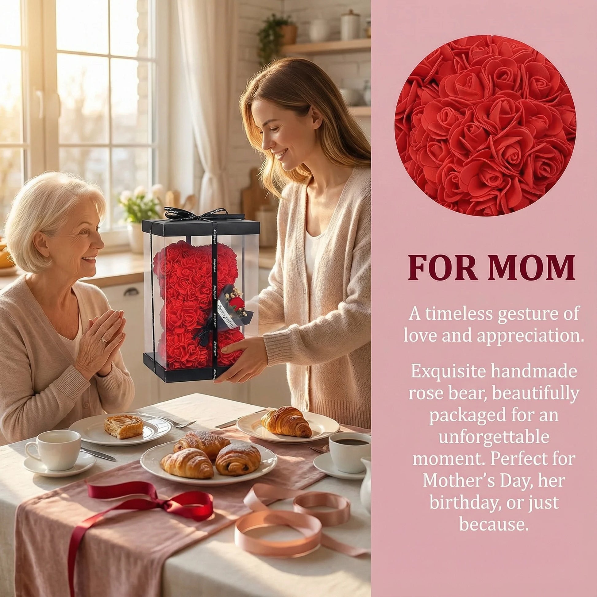 Elegant Artificial Rose Teddy Bear - Home Decor Gifts - Viralero