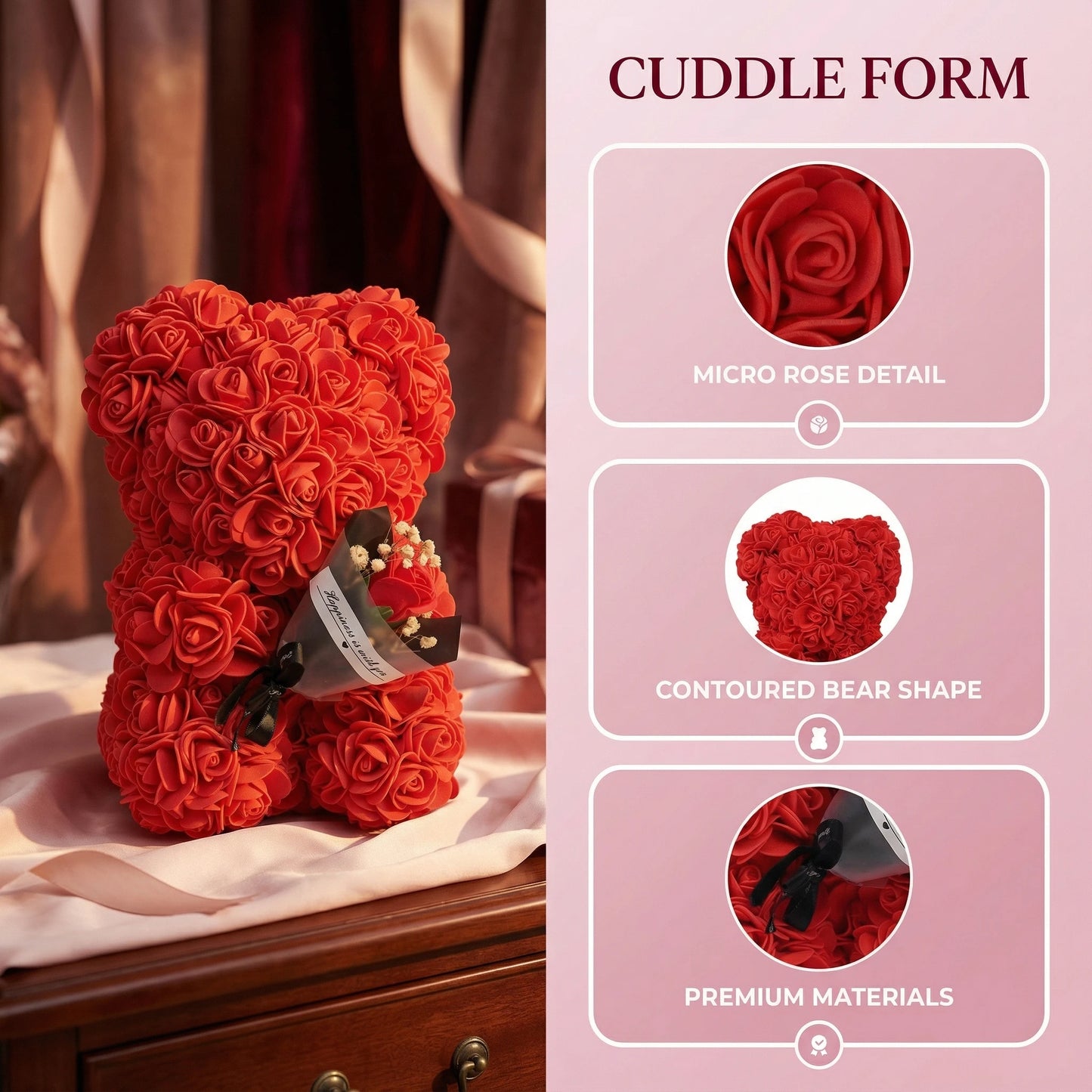Elegant Artificial Rose Teddy Bear - Home Decor Gifts - Viralero