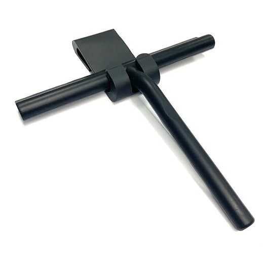 Black T-shaped Streak-Free Shower Squeegee with Wall Hanger on a white background